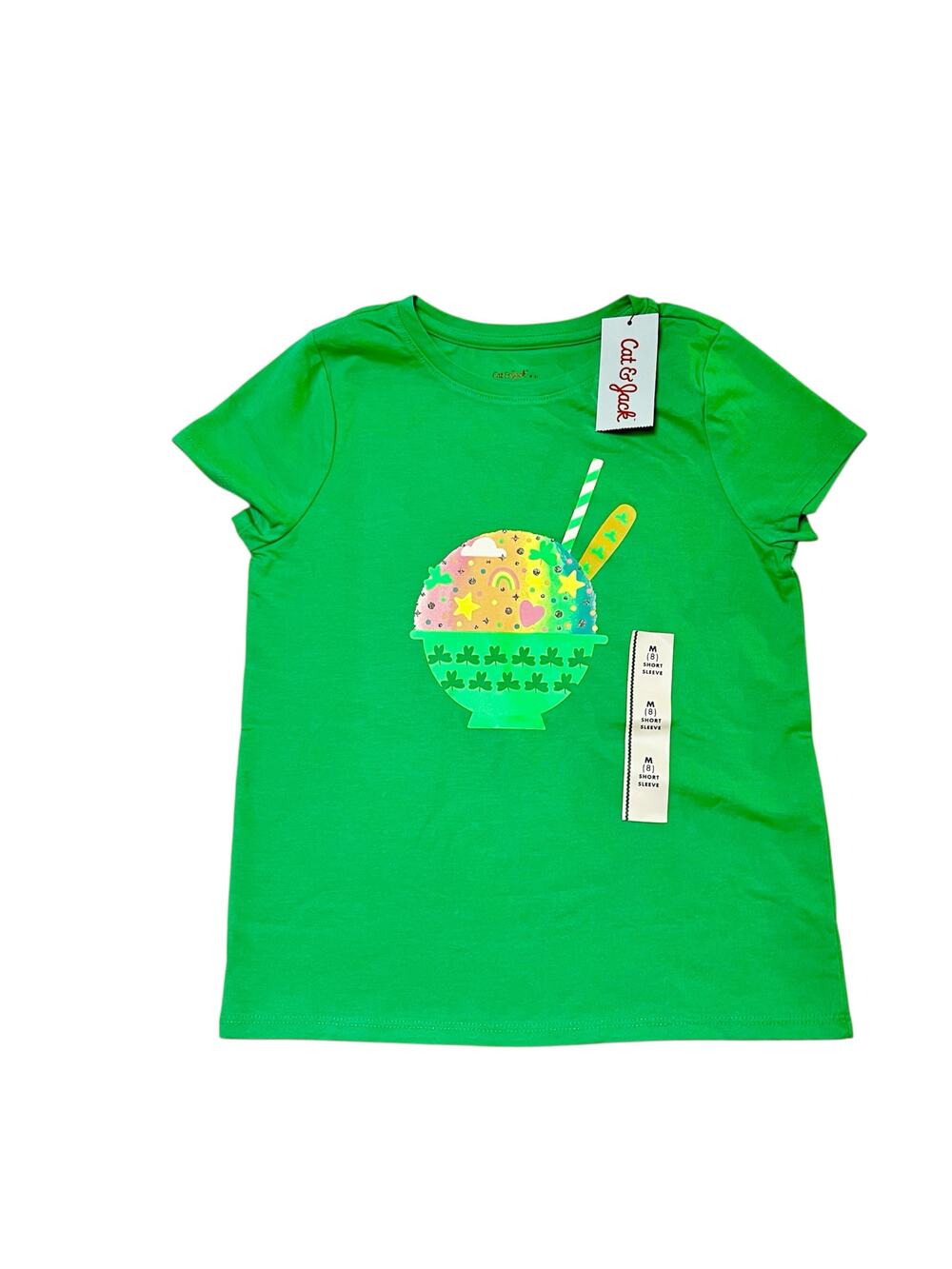 NWT Cat & Jack St Patrick’s Day Rainbow Shaved Ice Graphic Tee Size 8
